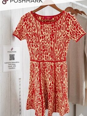 Catherine Malandrino Orange and Yellow Abstract Print Sweater Dress Size XS